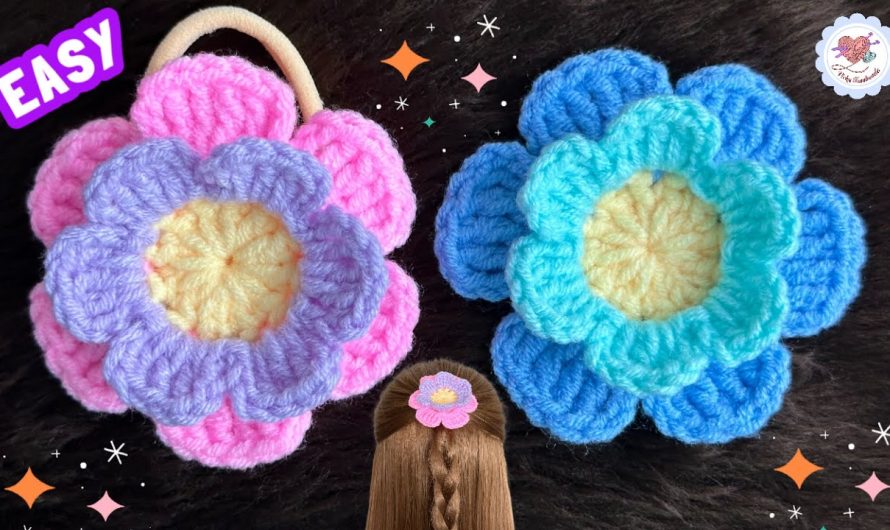 Easy Crochet Flower Hair Tie Tutorial